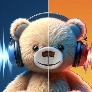 Bear listening to binaural beats on headphones
