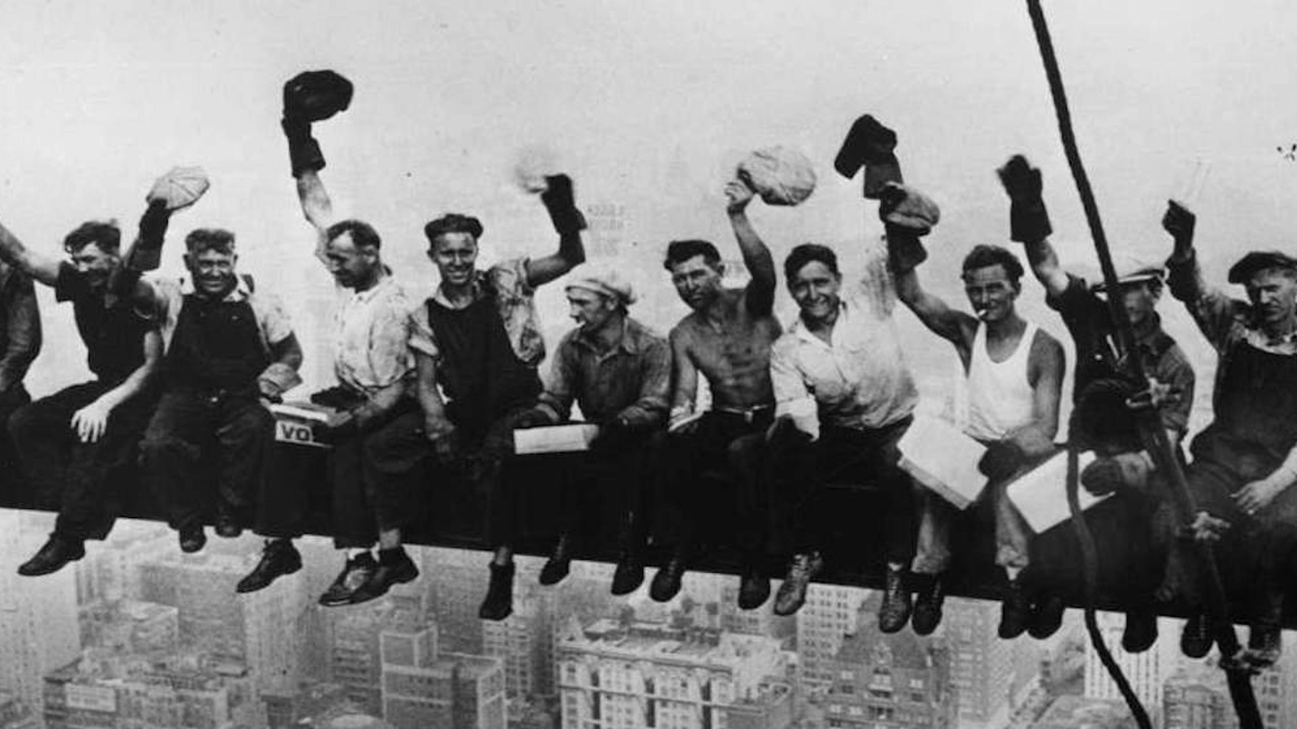 Labor Day workers working on sky scraper